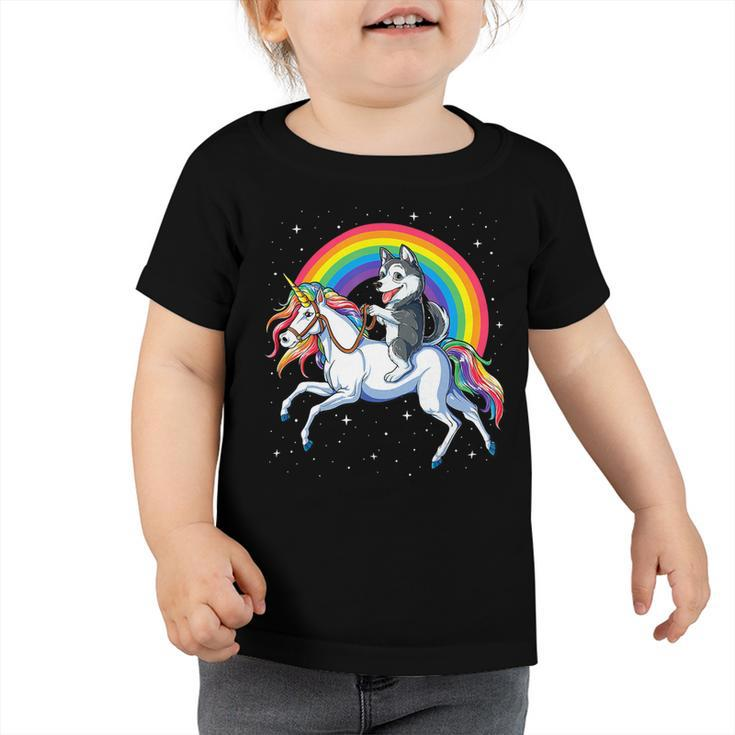 Siberian Husky Unicorn Tee Girls Space Galaxy Rainbow Toddler Tshirt