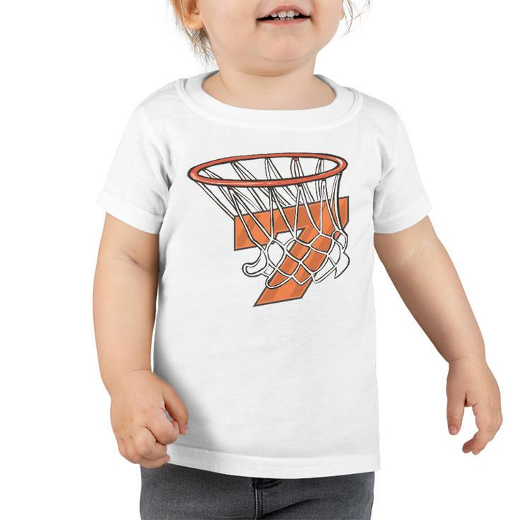 7Th Birthday Basketball 7 Years Old Kid For Birthday Party Toddler Tshirt