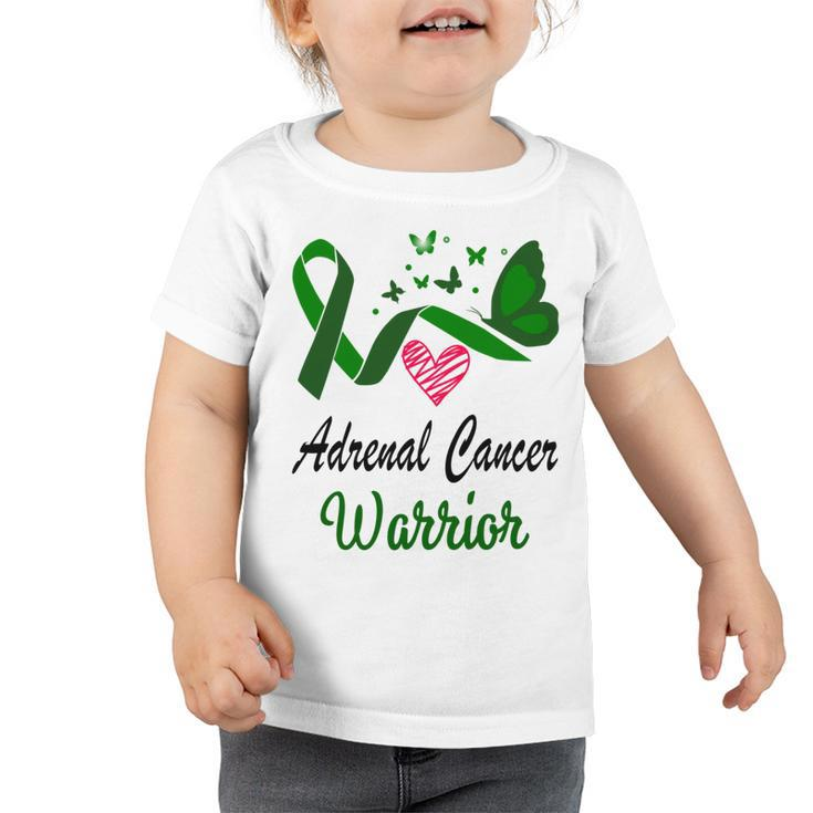 Adrenal Cancer Warrior Butterfly  Green Ribbon  Adrenal Cancer  Adrenal Cancer Awareness Toddler Tshirt