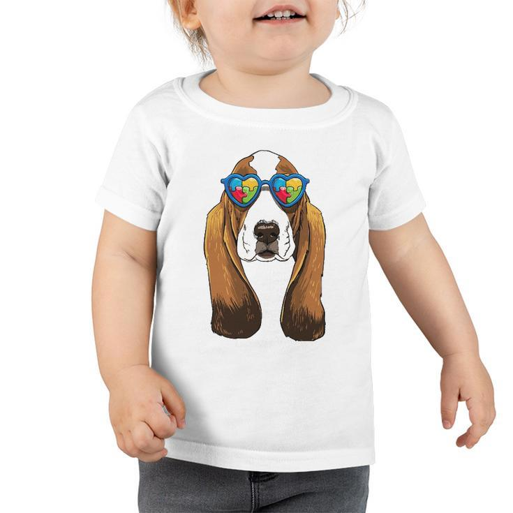 Autism Awareness Basset Hound Dog Puzzle Boys Kids Toddler Tshirt