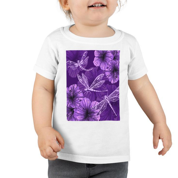 Dragonfly With Hibiscus Toddler Tshirt