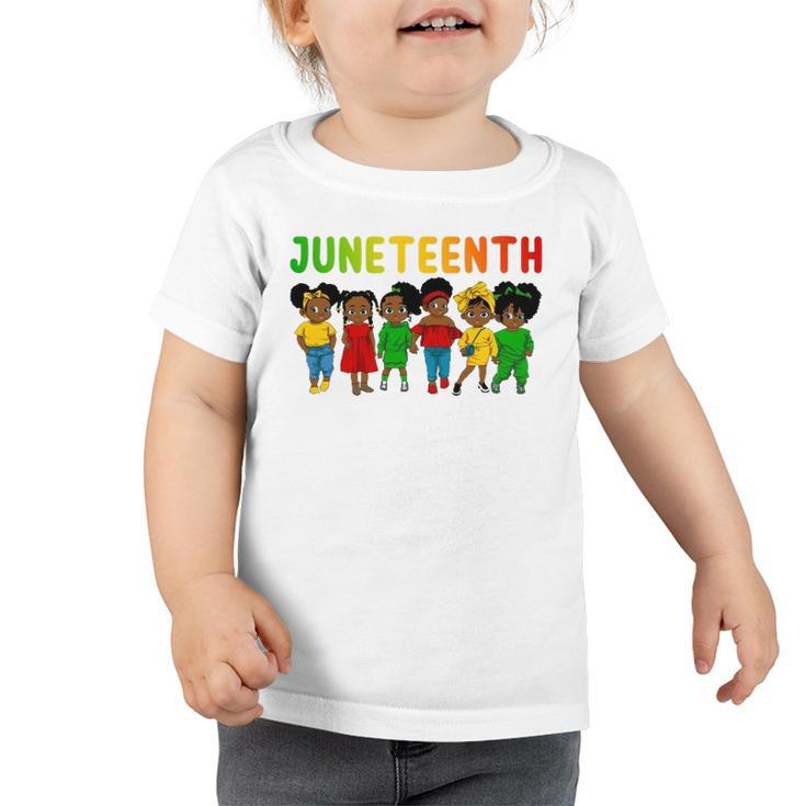 Juneteenth Celebrating 1865 Ancestors Cute Black Girls Kids Toddler Tshirt