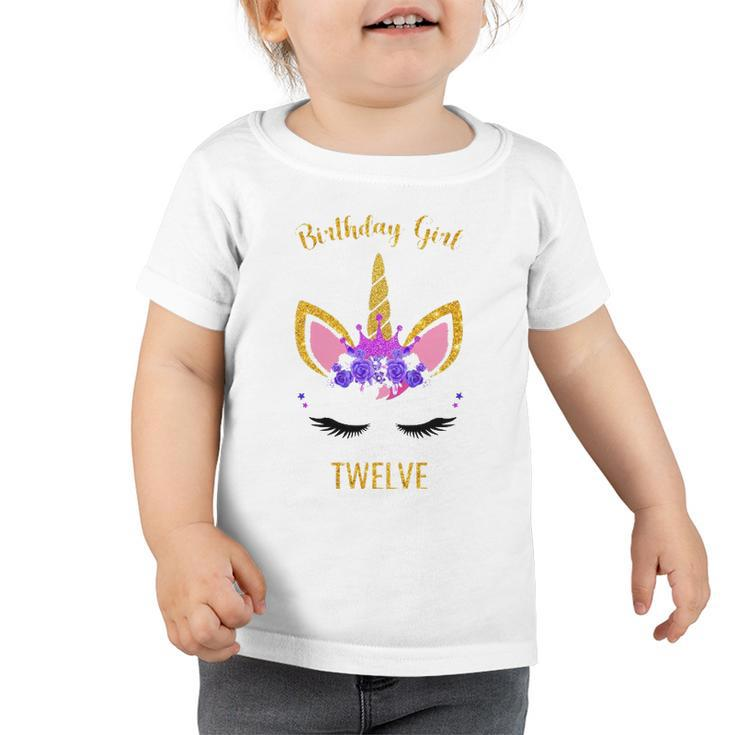 Kids 12Th Bday Outfit Unicorn Birthday Girl 12 Years Old Toddler Tshirt