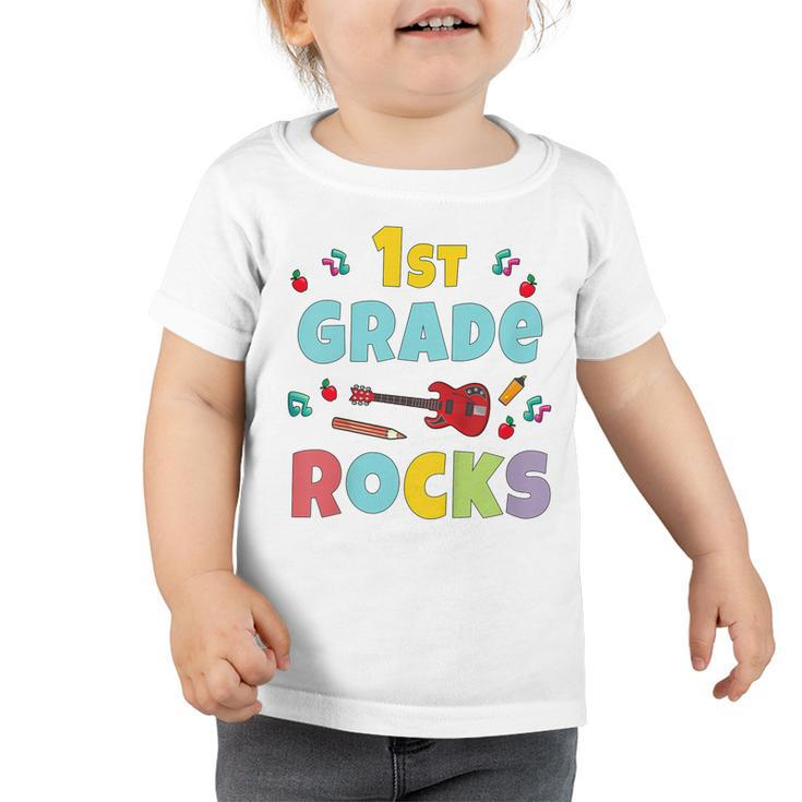 Kids 1St Grade Rocks 1St Day Of School Back To School Guitar Cute  Toddler Tshirt