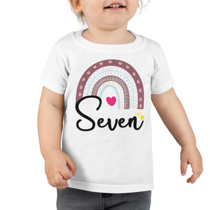 Kids 7Th Birthday Rainbow Party Kids Seven Year Old Toddler Tshirt