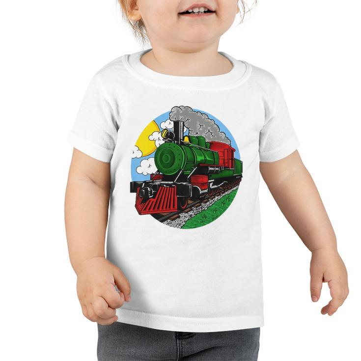 Kids Steam Locomotive Gift For Boys Or Girls Railroad Train Toddler Tshirt