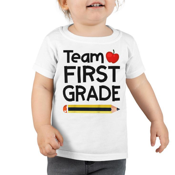 Kids Team First 1St Grade Back To School Pencil Youth Kids Gift  Toddler Tshirt