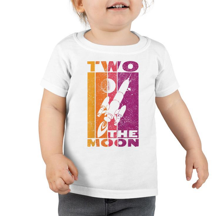 Kids Vintage Two The Moon 2 Year Old 2Nd Birthday Boys Girls  Toddler Tshirt