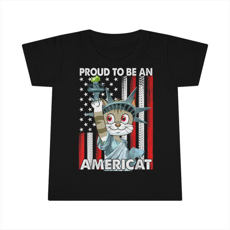 4Th Of July Proud To Be An Americat Us American Flag Cat  Infant Tshirt