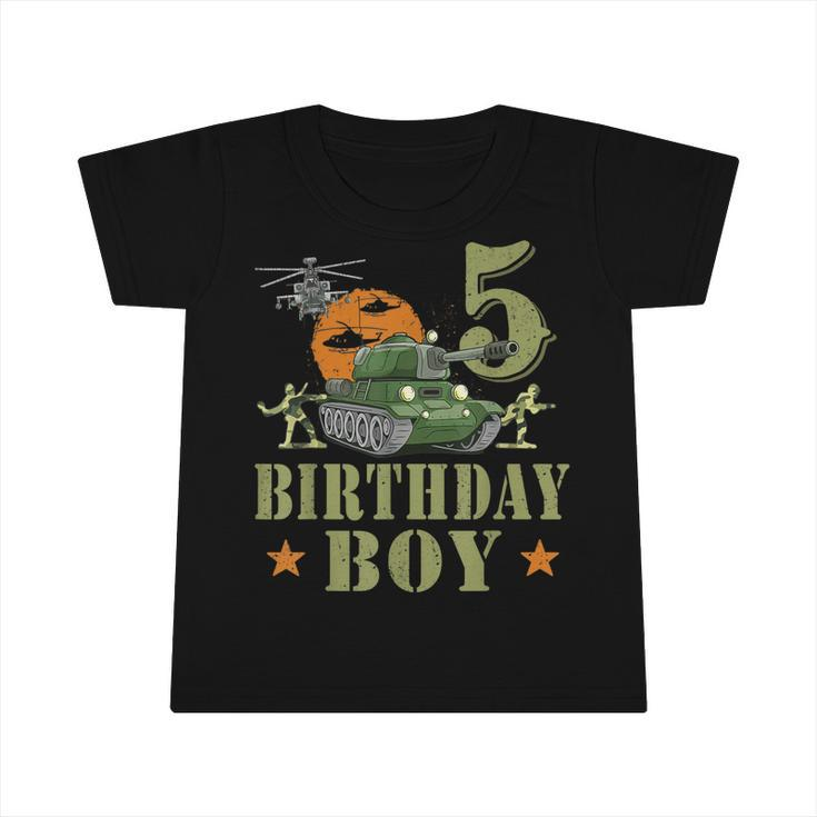 5 Year Old Birthday Boy Army Party 5Th Birthday Camo  Infant Tshirt