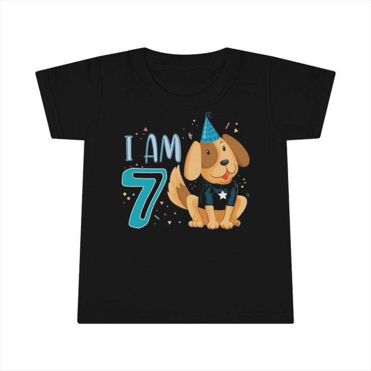 7Th Birthday Boy Dog Puppy Children Im 7 Birthday Party Infant Tshirt