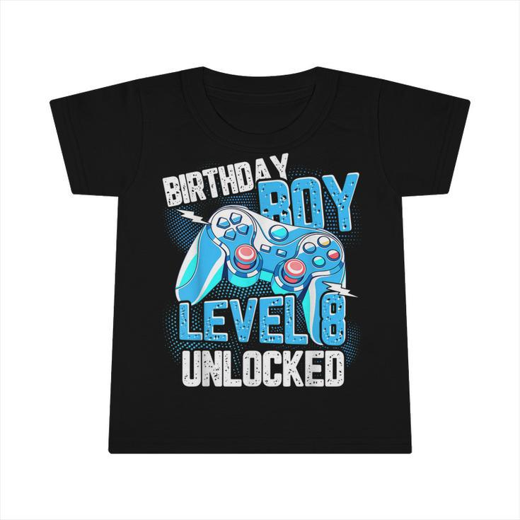 8Th Birthday Boy Girl Kid 8 Years Old Level 8 Unlocked Gamer  Infant Tshirt