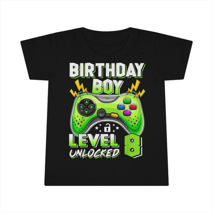 8Th Birthday Boy Level 8 Unlocked Video Game Eight Years Old  Infant Tshirt