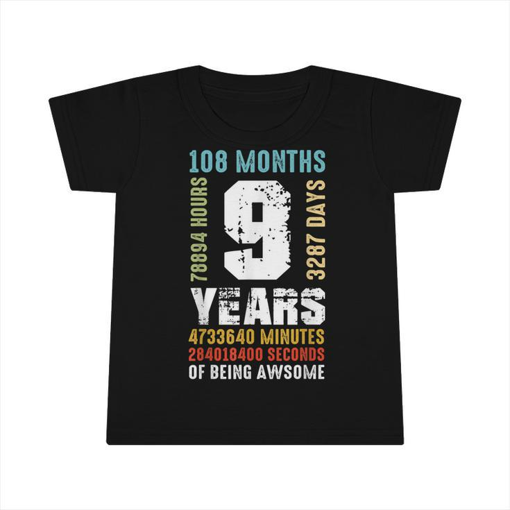9 Years Being Awesome 9Th Birthday Gift Boy Girl  Infant Tshirt