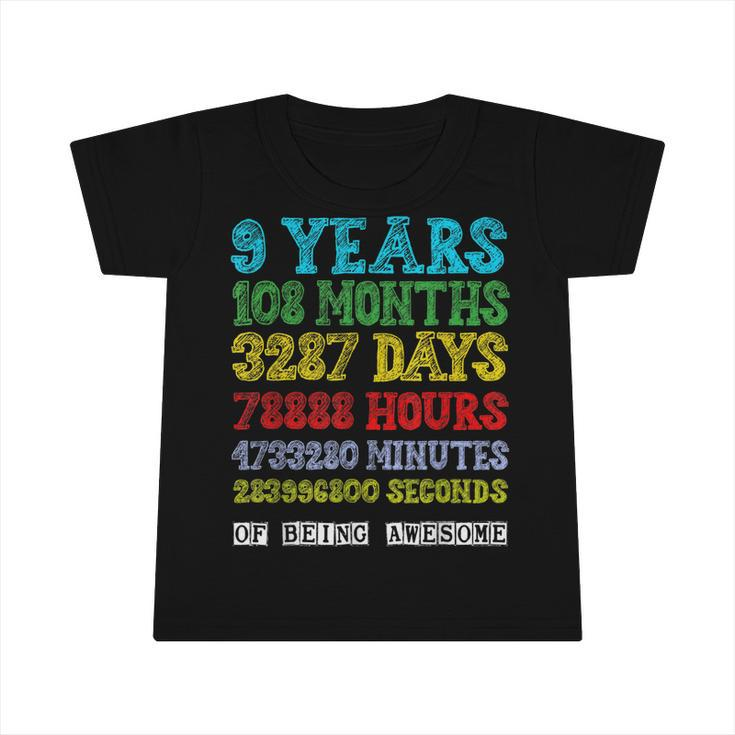 9 Years Of Being Awesome Happy 9Th Birthday Nine Countdown  Infant Tshirt