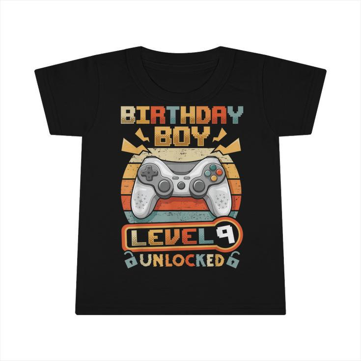 9Th Birthday Boy Vintage Video Gamer Level 9 Unlocked Boys  Infant Tshirt