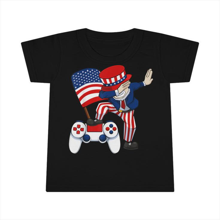 Dabbing Patriotic Gamer 4Th Of July Video-Game Controller  Infant Tshirt