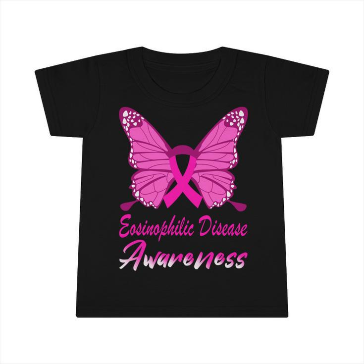 Eosinophilic Disease Awareness Butterfly  Pink Ribbon  Eosinophilic Disease  Eosinophilic Disease Awareness Infant Tshirt