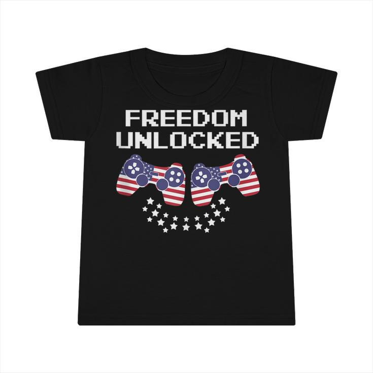 Freedom Unlocked Gamer 4Th Of July Video Games  Infant Tshirt