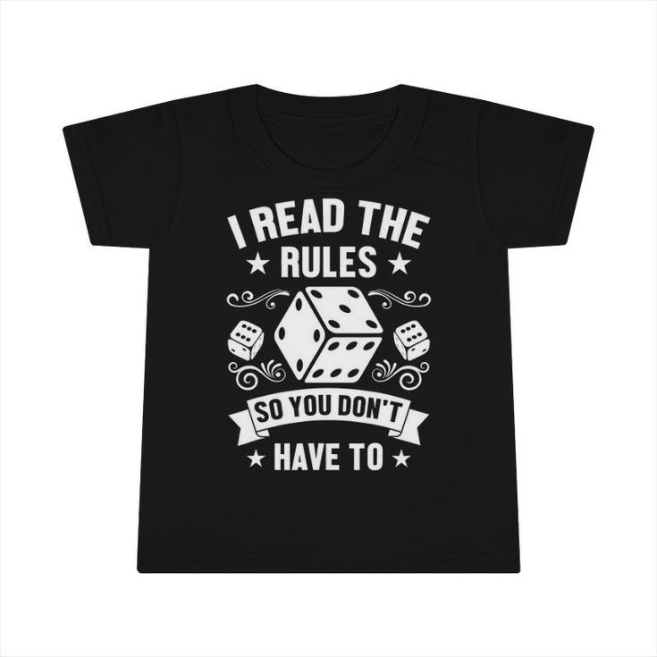 Game Night Adults Funny I Read The Rules Board Gamers Infant Tshirt