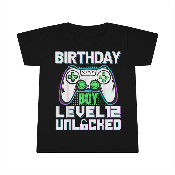 Gamer 12Th Birthday Boy Level Unlocked 12 Years Old Birthday  Infant Tshirt