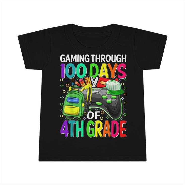 Gaming Through 100 Days Of 4Th Grade Video Game Boys Infant Tshirt