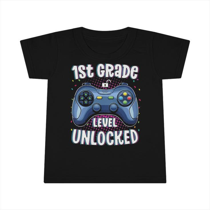 Kids 1St Grade Level Unlocked Gamer First Day Of School Boys Infant Tshirt