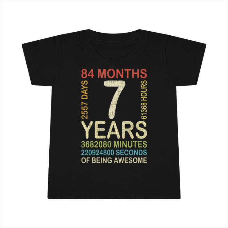 Kids 7Th Birthday 7 Years Old Vintage Retro 84 Months Boygirl Kid Infant Tshirt