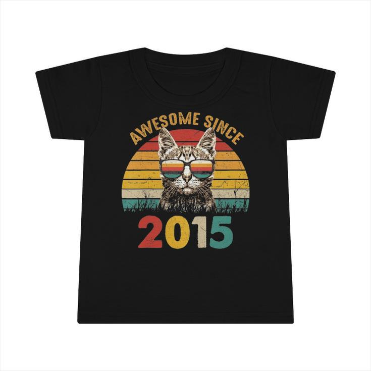 Kids 7Th Birthday Gift Retro Sunset Awesome Since 2015 Cat Lover Infant Tshirt