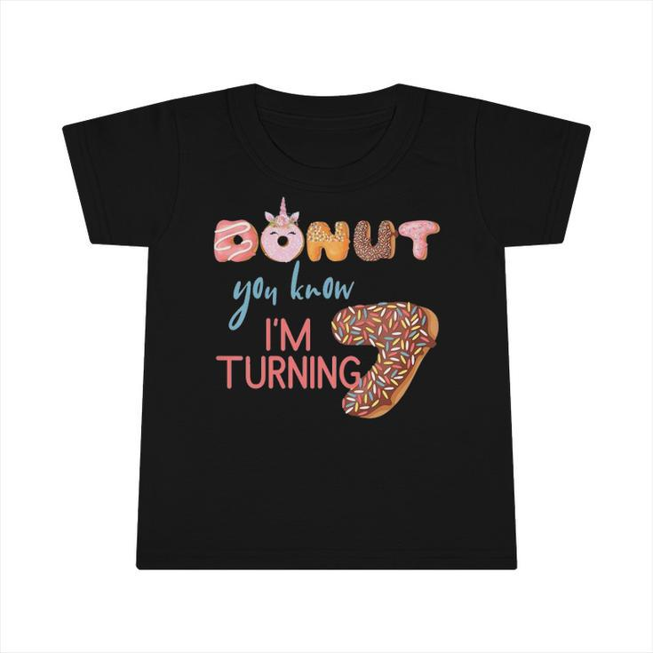 Kids 7Th Birthday7 Seven Unicorn Donut Birthday Infant Tshirt