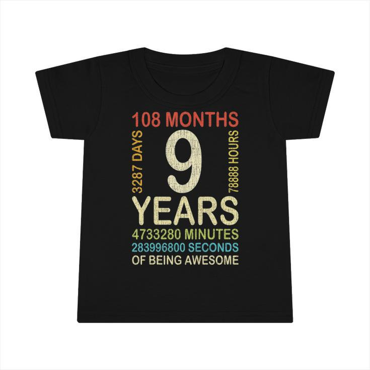 Kids 9Th Birthday 9 Years Old Vintage Retro 108 Months Boygirl Ki Infant Tshirt