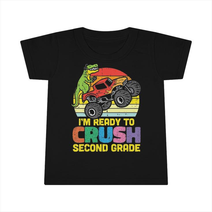 Kids Ready To Crush 2Nd Grade Dino Monster Truck Back School Boys Infant Tshirt