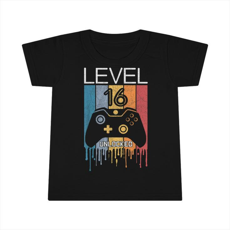 Level 16 Unlocked  16Th Video Gamer Birthday Gift Boys  Infant Tshirt