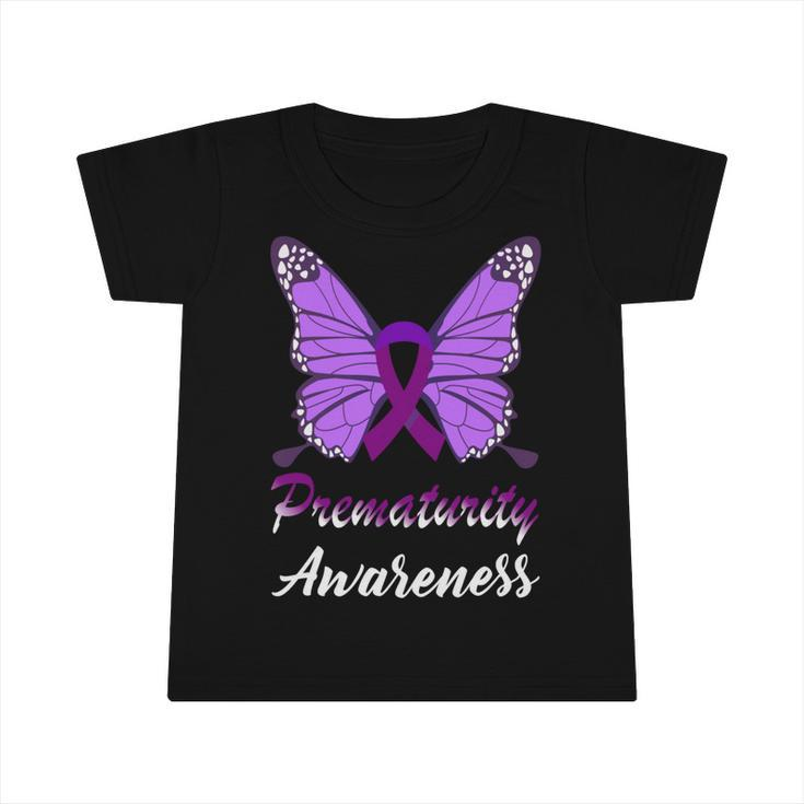 Prematurity Awareness Butterfly  Purple Ribbon  Prematurity  Prematurity Awareness Infant Tshirt
