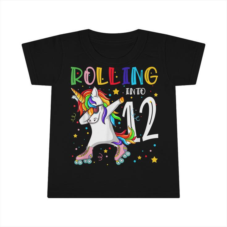 Rolling Into 12 Years Old 12Th Birthday Skating Unicorn Girl  Infant Tshirt