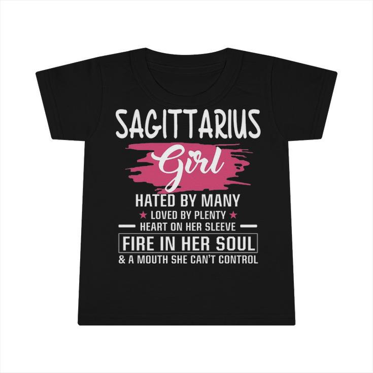 Sagittarius Girl Birthday   Sagittarius Girl Hated By Many Loved By Plenty Heart On Her Sleeve Infant Tshirt