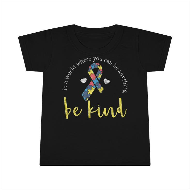 Womens Autism Kindness Ribbon Heart Support Autistic Kids Awareness V-Neck Infant Tshirt