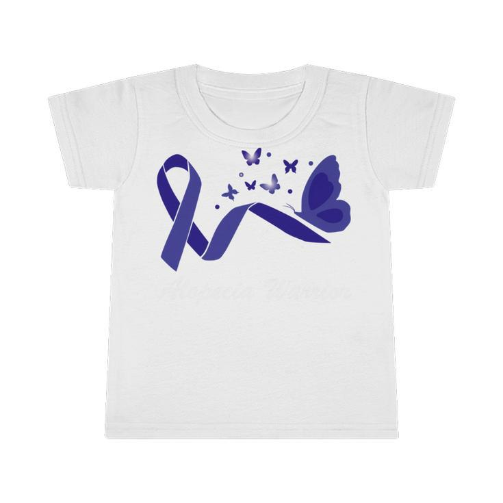 Alopecia Warrior Butterfly  Blue Ribbon  Alopecia Support  Alopecia Awareness Infant Tshirt