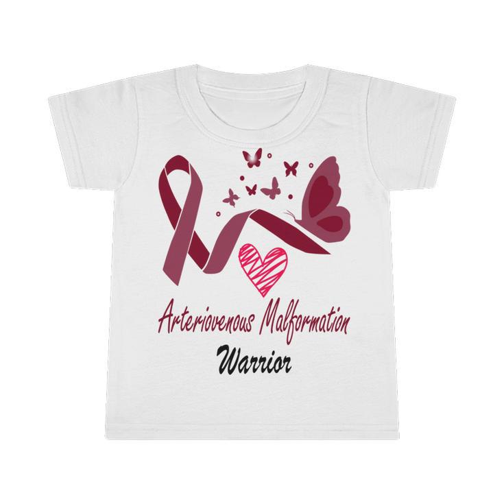 Arteriovenous Malformation Warrior Butterfly  Funny Unicorn Burgundy Ribbon  Arteriovenous Malformation Support  Arteriovenous Malformation Awareness Infant Tshirt