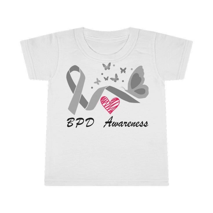 Borderline Personality Disorder Bpd Awareness Butterfly  Grey Ribbon  Borderline Personality Disorder  Bpd Awareness Infant Tshirt