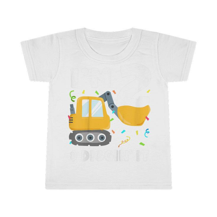 Kids Construction Truck 2Nd Birthday Boy 2 Two Year Old Excavator  Infant Tshirt
