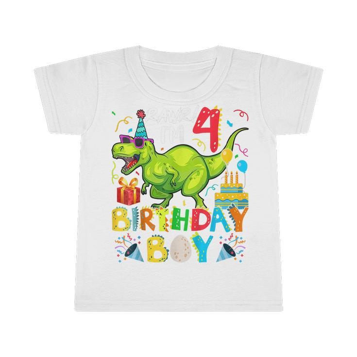 Kids Rawr Im 4Th Birthday Boy Dinosaur T-Rex 4 Years Old  Infant Tshirt