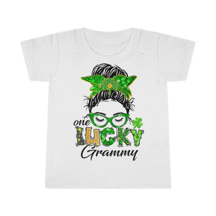 One Lucky Grammy St Patricks Day Messy Bun Mom Irish Infant Tshirt