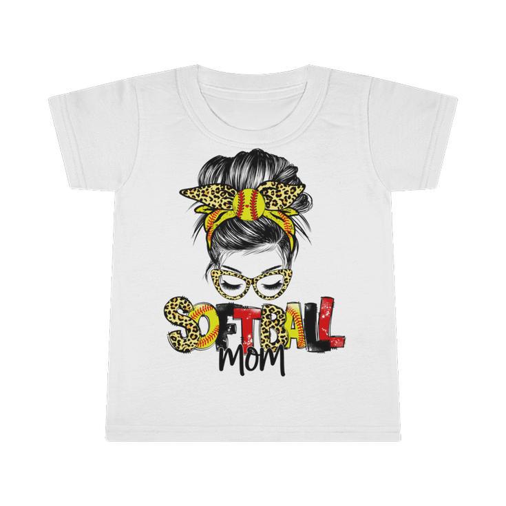 Softball Mom Leopard Messy Bun Ball Mom Mothers Day Infant Tshirt