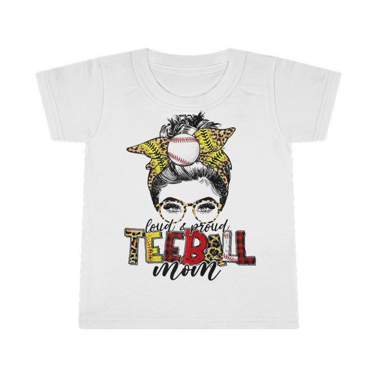 Teeball Mom Leopard Ball Mom Messy Hair Bun Mothers Day Infant Tshirt