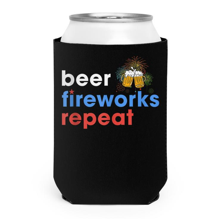 Beer Fireworks Repeat Funny 4Th Of July Beer Lovers Gifts  Can Cooler
