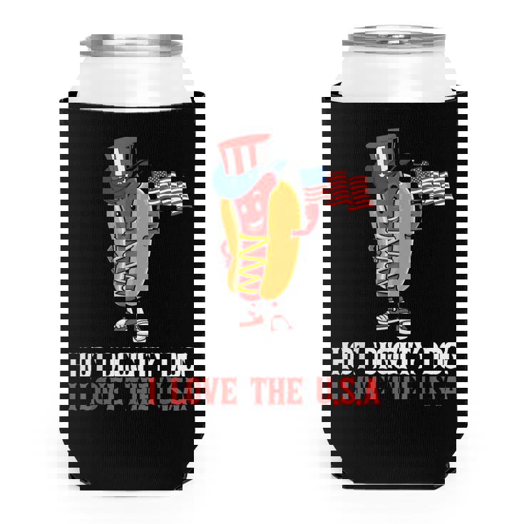 Hot Diggity Dog I Love The Usa - Happy 4Th Of July Hotdog  Can Cooler