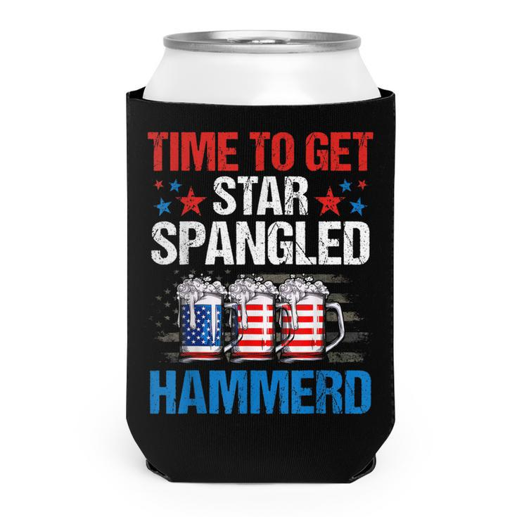 Mb35 Time To Get Star Spangled Hammered 4Th July Beer Lover  Can Cooler