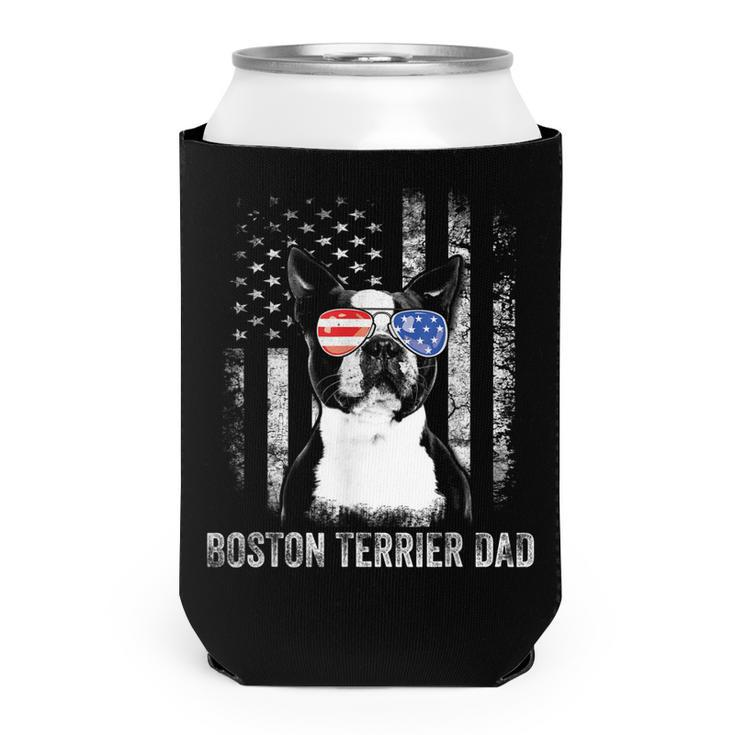 Mens Boston Terrier Dad American Flag 4Th Of July Dog Fathers Day  Can Cooler