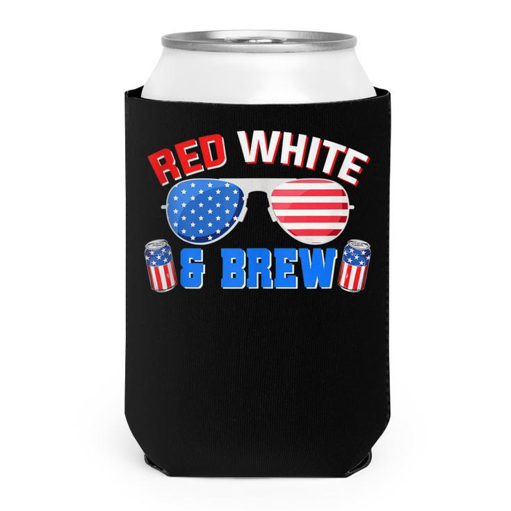 Red White And Brew 4Th Of July Funny Drinking Sunglasses  Can Cooler